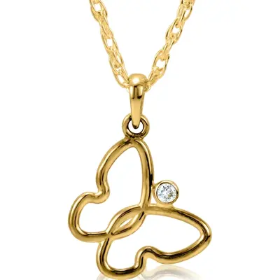 Gold Butterfly Pendant With 18" Chain (0.025 ct.) - view 1 of 2