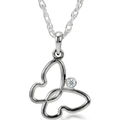Gold Butterfly Pendant With 18" Chain (0.025 ct.) - view 2 of 2
