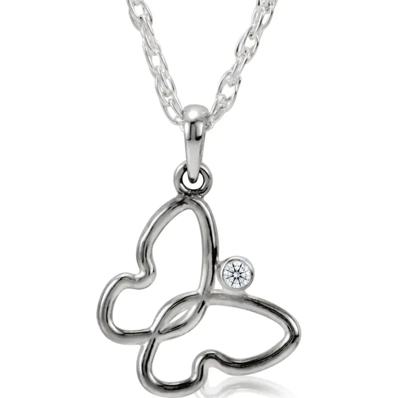 14K gold Gold Butterfly Pendant With 18" Chain (0.025 ct.) - alternate view 2