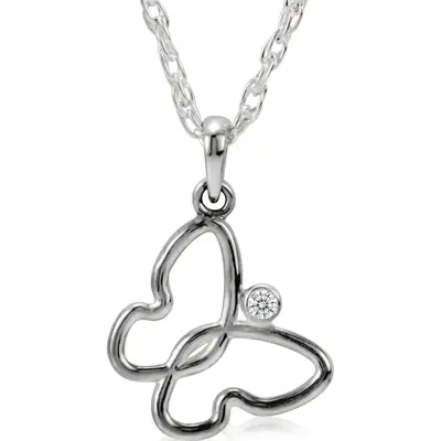 Sterling Silver Butterfly Pendant With Solitaire Diamond (0.025 ct. tw.)