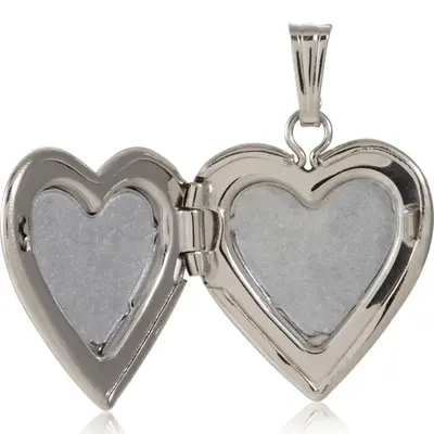 Heart Locket 14K White Gold Set with 0.01 ct. tw. diamond