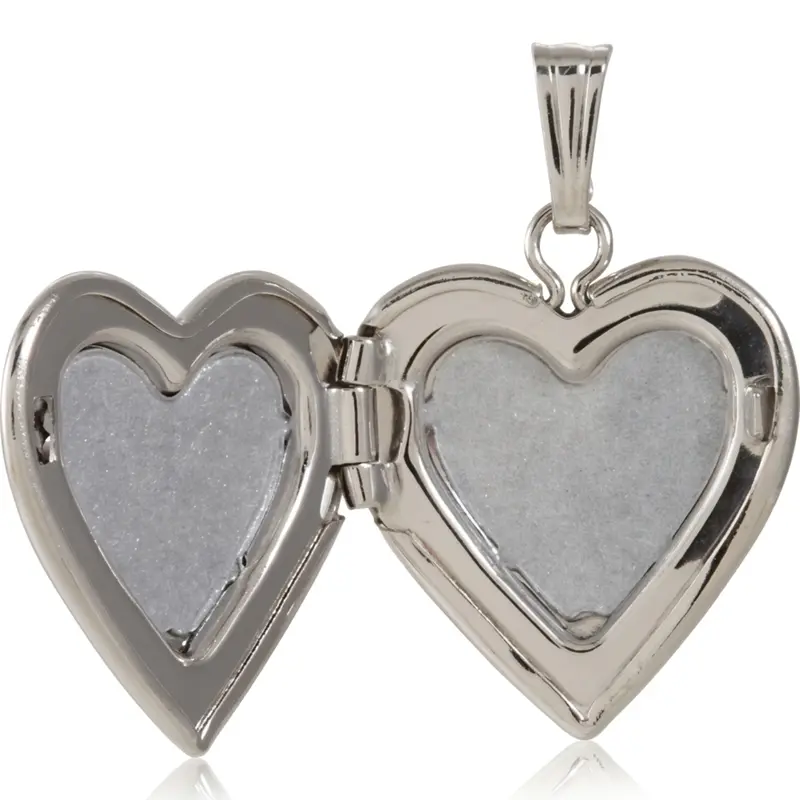 14K gold Heart Locket 14K White Gold Set with 0.01 ct. tw. diamond - main view