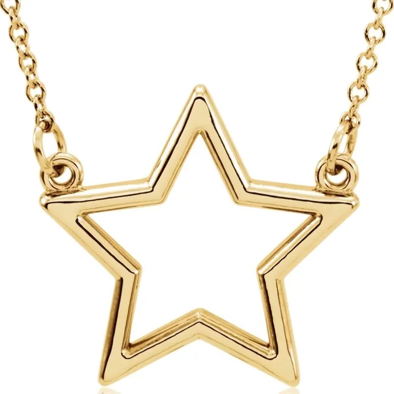14K gold Geo Star Design 14K Gold 16" Pendant - main view