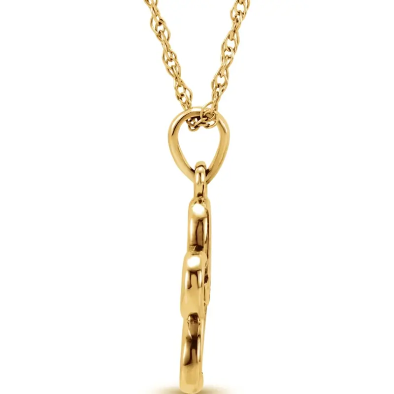 14K gold 14K Yellow Gold Flower Pendant With Solitaire Diamond(0.03 ct.) - alternate view 2