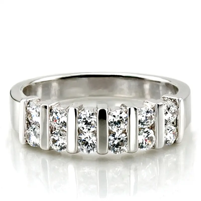 14K white gold Double Row Bar Set Women Diamond Ring (5/8 ct. tw.) - main view
