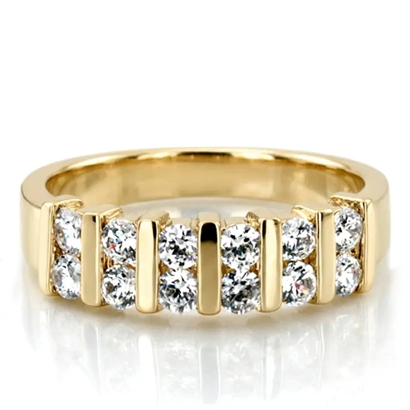 14K white gold Double Row Bar Set Women Diamond Ring (5/8 ct. tw.) - alternate view 2