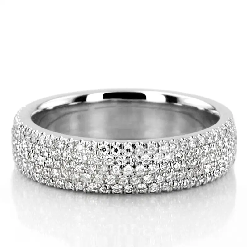 14K white gold Elegant Micro Pave Set Woman Anniversary Band (3/4 ct. tw.) - main view