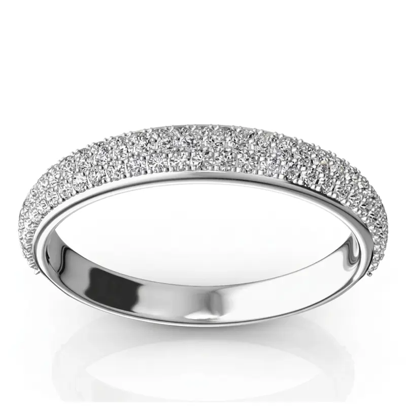 14K white gold Elegant Micro Pave Set Wedding and Anniversary Band (1/2 ct. tw.) - main view
