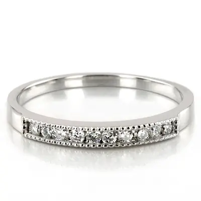 14K white gold Channel Set Round Cut Diamond Wedding Band (0.25 ct. tw.) - alternate view 4 thumbnail