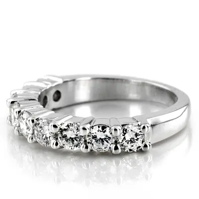 14K white gold 9-Stone Round Cut Diamond Wedding Band (1 1/3 ct. tw.) - alternate view 3 thumbnail