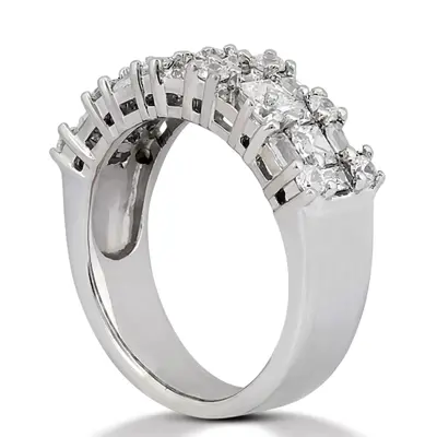 14K white gold Multi-Shape Prong Set Fancy Women Anniversary Ring (1 1/4 ct. tw.) - alternate view 3 thumbnail