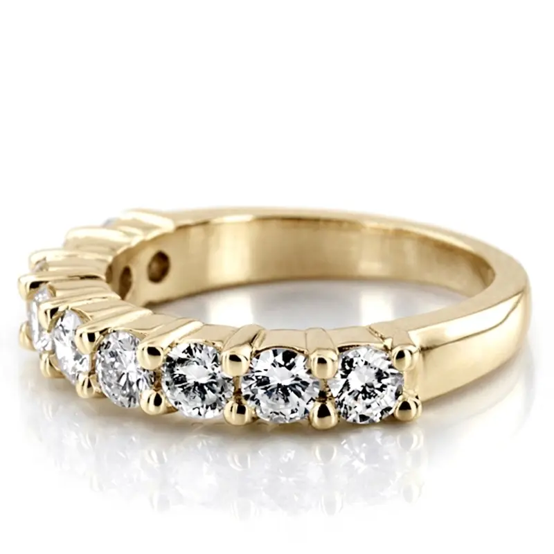 14K white gold 9-Stone Round Cut Diamond Wedding Band (1 1/3 ct. tw.) - alternate view 4