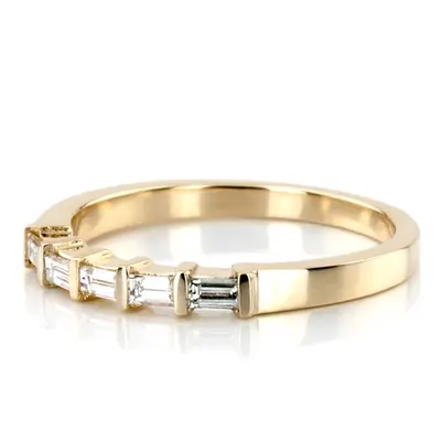 14K white gold Five-Stone Baguette Bar Set Diamond Band (1/2 ct. tw.) - alternate view 3 thumbnail