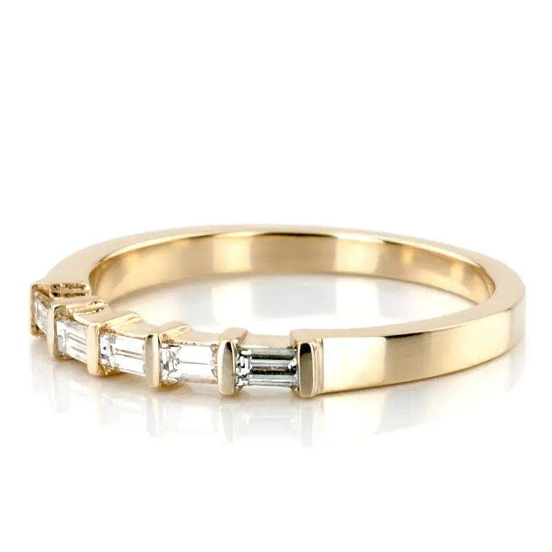 14K white gold Five-Stone Baguette Bar Set Diamond Band (1/2 ct. tw.) - alternate view 3