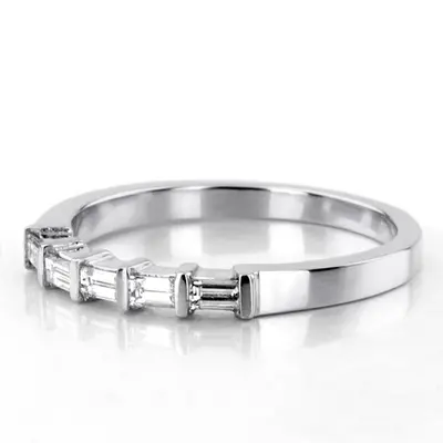 14K white gold Five-Stone Baguette Bar Set Diamond Band (1/2 ct. tw.) - alternate view 4 thumbnail