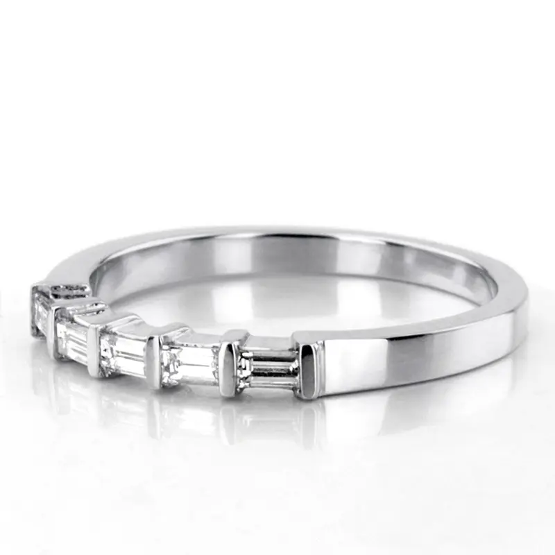 14K white gold Five-Stone Baguette Bar Set Diamond Band (1/2 ct. tw.) - alternate view 4