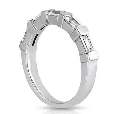 14K white gold Five-Stone Baguette Bar Set Diamond Band (1/2 ct. tw.) - alternate view 5 thumbnail