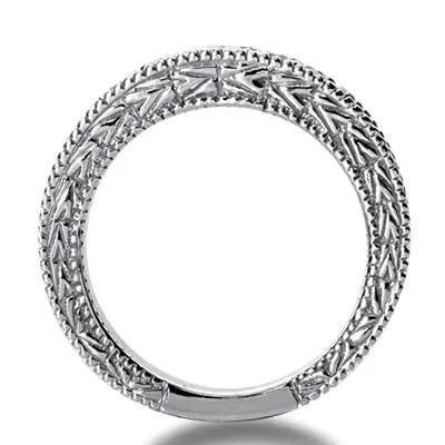 14K white gold Beautiful Antique Prong Set Diamond Wedding Band (0.45 ct. tw.) - alternate view 3 thumbnail