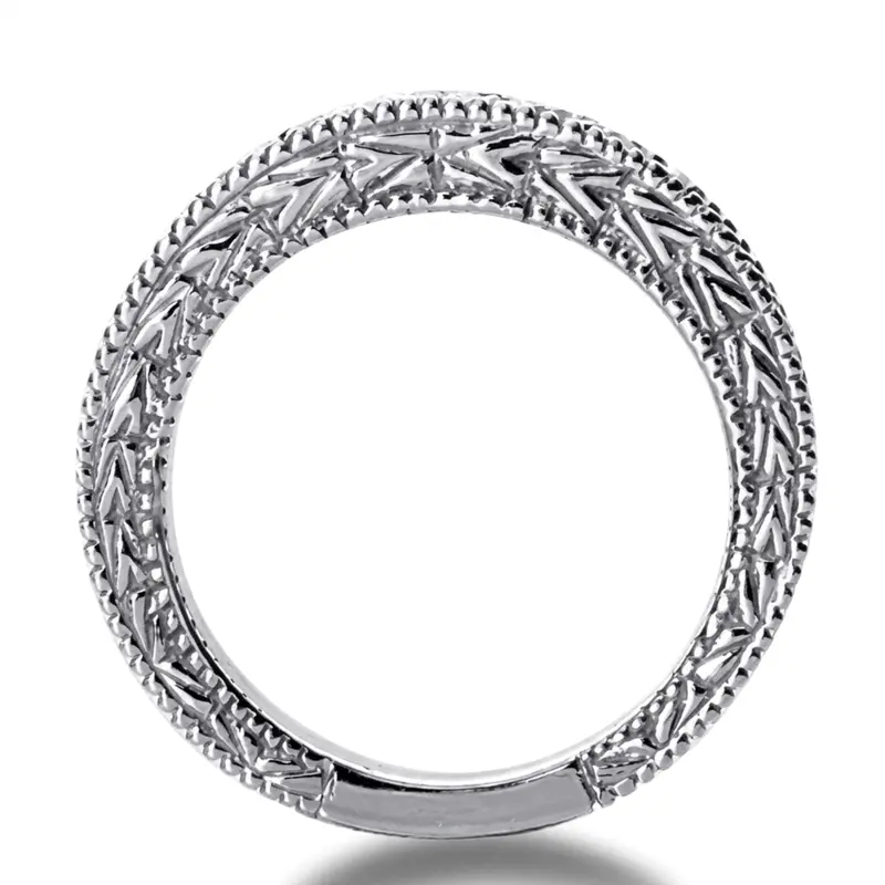 14K white gold Beautiful Antique Prong Set Diamond Wedding Band (0.45 ct. tw.) - alternate view 3