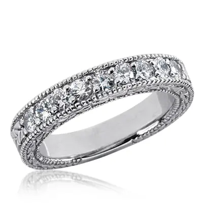 Beautiful Antique Prong Set Diamond Wedding Band (0.45 ct. tw.) alternate view