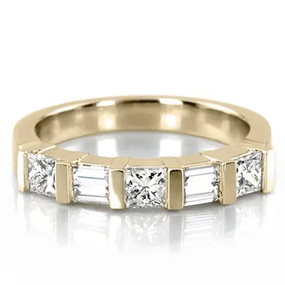 Bar Set Princess and Round Diamond Women Anniversary Band (3/4 ct. tw.)