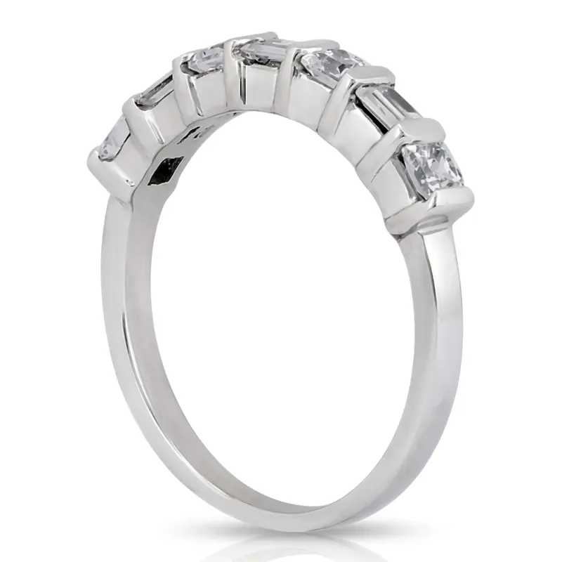14K white gold Bar Set Princess and Round Diamond Women Anniversary Band (3/4 ct. tw.) - alternate view 4