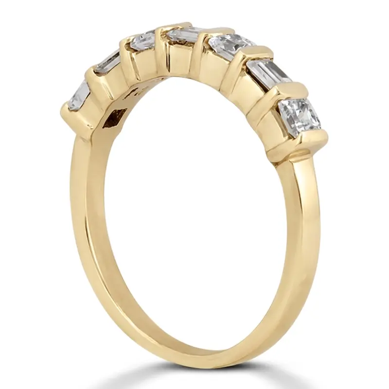 14K white gold Bar Set Princess and Round Diamond Women Anniversary Band (3/4 ct. tw.) - alternate view 3