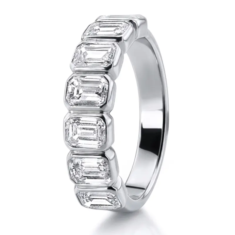14K white gold 7 Stone Emerald Anniversary Band 2 1/2 ct.tw - alternate view 2