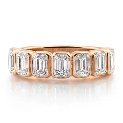 14K white gold 7 Stone Emerald Anniversary Band 2 1/2 ct.tw - alternate view 4 thumbnail