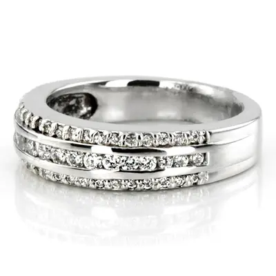 14K white gold Triple Row Channel Set Diamond Band (5/8 ct. tw.) - alternate view 5 thumbnail
