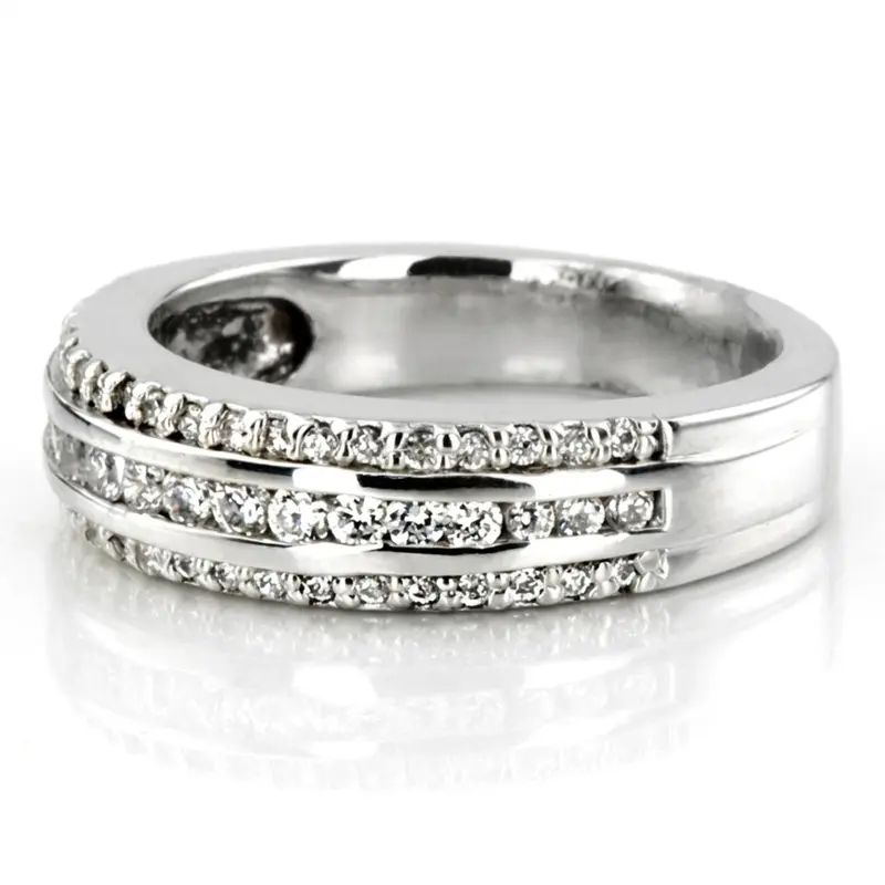 14K white gold Triple Row Channel Set Diamond Band (5/8 ct. tw.) - alternate view 5