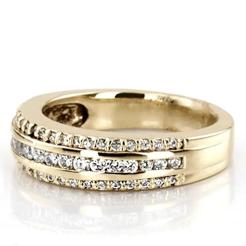 14K white gold Triple Row Channel Set Diamond Band (5/8 ct. tw.) - alternate view 3