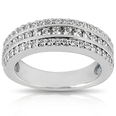 14K white gold Triple Row Channel Set Diamond Band (5/8 ct. tw.) - alternate view 4 thumbnail