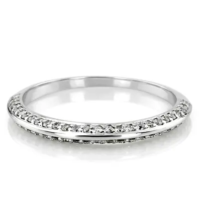 14K white gold Sleek Prong-Set Diamond Matching Band (1/4 ct. tw.) - alternate view 5 thumbnail