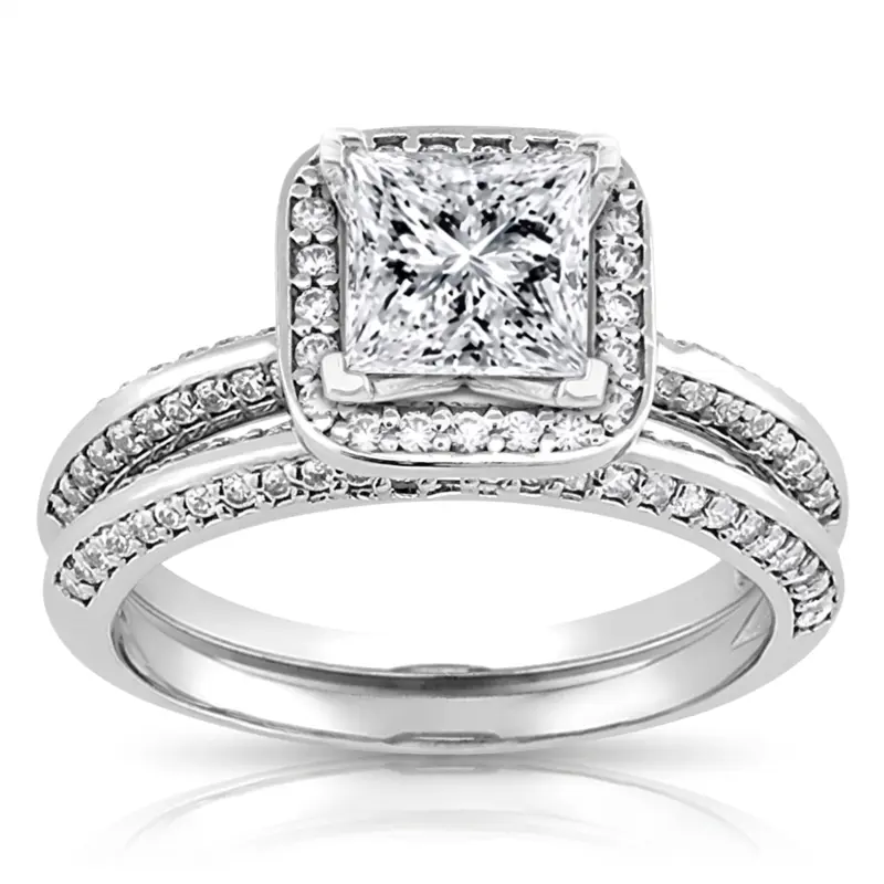 14K white gold Sleek Prong-Set Diamond Matching Band (1/4 ct. tw.) - alternate view 3