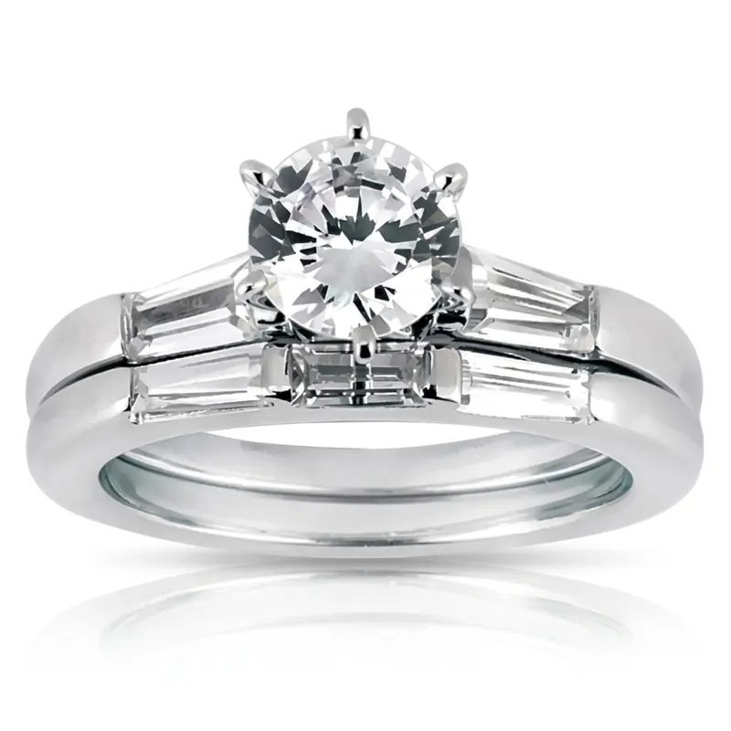 14K white gold Straight Baguette Three Stone Diamond Bridal Ring (0.44 ct. tw.) - alternate view 5