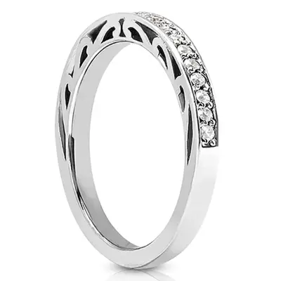 14K white gold Beautifully Set Diamond Filigree Wedding Ring (1/4 ct. tw.) - alternate view 3 thumbnail