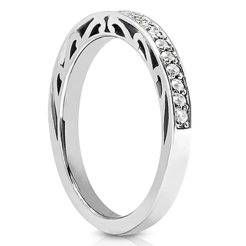 14K white gold Beautifully Set Diamond Filigree Wedding Ring (1/4 ct. tw.) - alternate view 3