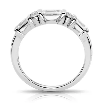 18K white gold Round and Baguette Combination Bar Set Diamond Bridal Ring (0.60 ct. tw.) - alternate view 6 thumbnail
