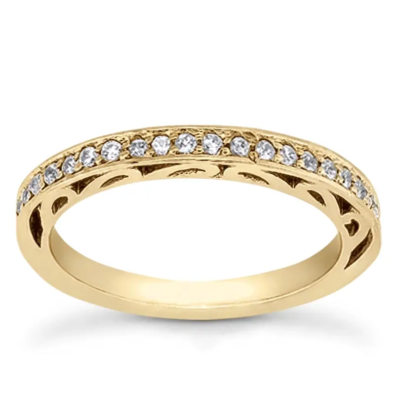 14K white gold Beautifully Set Diamond Filigree Wedding Ring (1/4 ct. tw.) - alternate view 2