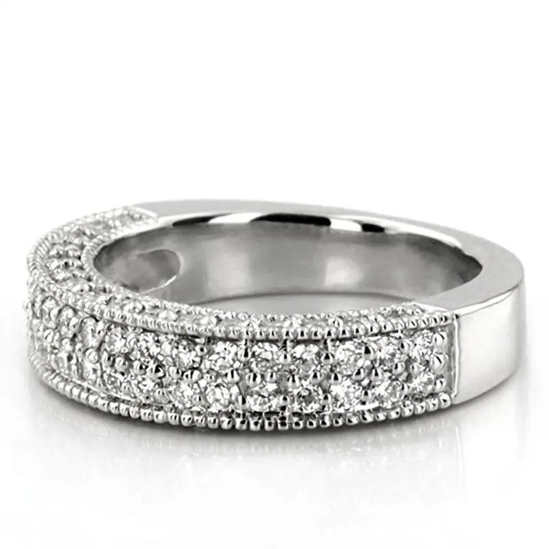 18K white gold Fancy Double Row Diamond Wedding Ring (1.05 ct. tw.) - alternate view 6