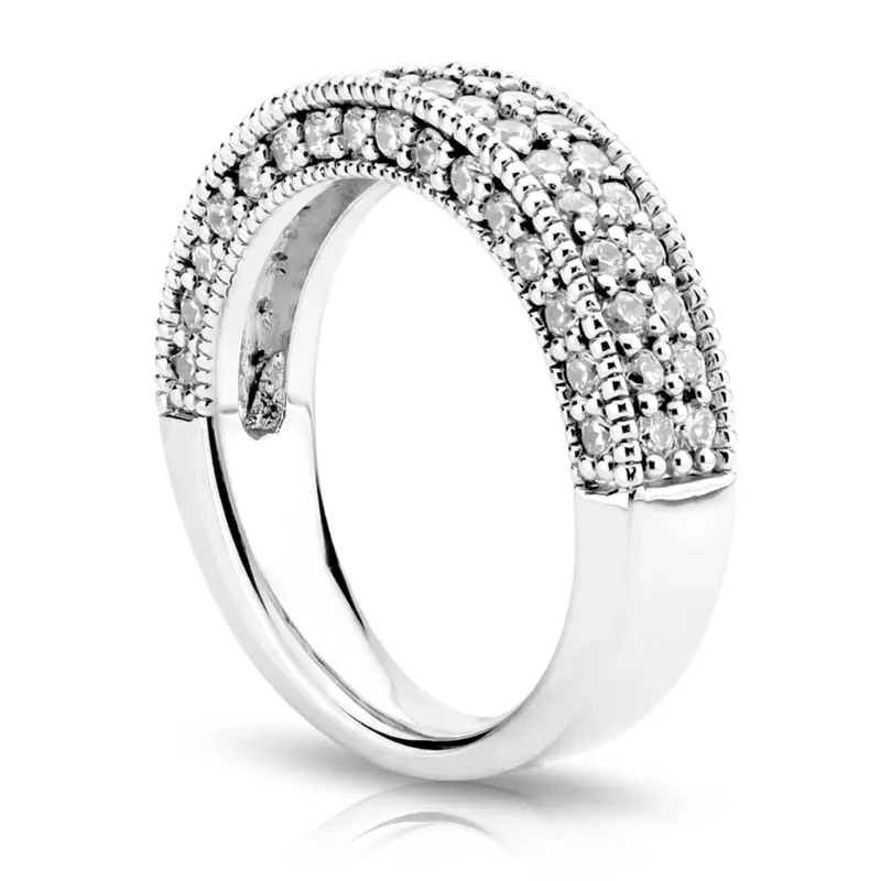 18K white gold Fancy Double Row Diamond Wedding Ring (1.05 ct. tw.) - alternate view 7