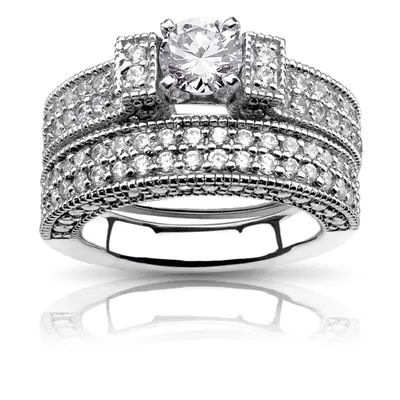 18K white gold Fancy Double Row Diamond Wedding Ring (1.05 ct. tw.) - alternate view 5 thumbnail