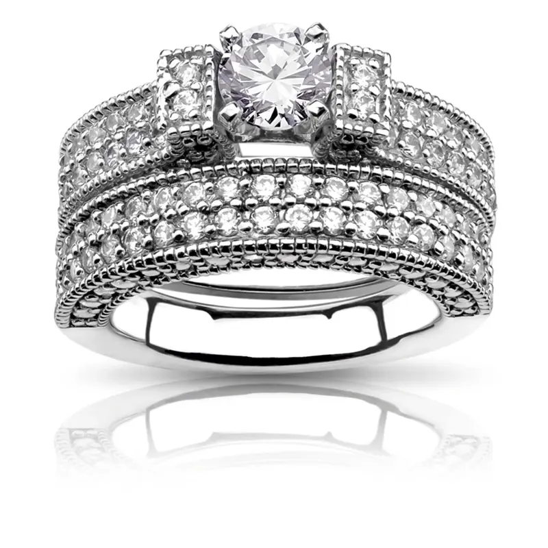 18K white gold Fancy Double Row Diamond Wedding Ring (1.05 ct. tw.) - alternate view 5