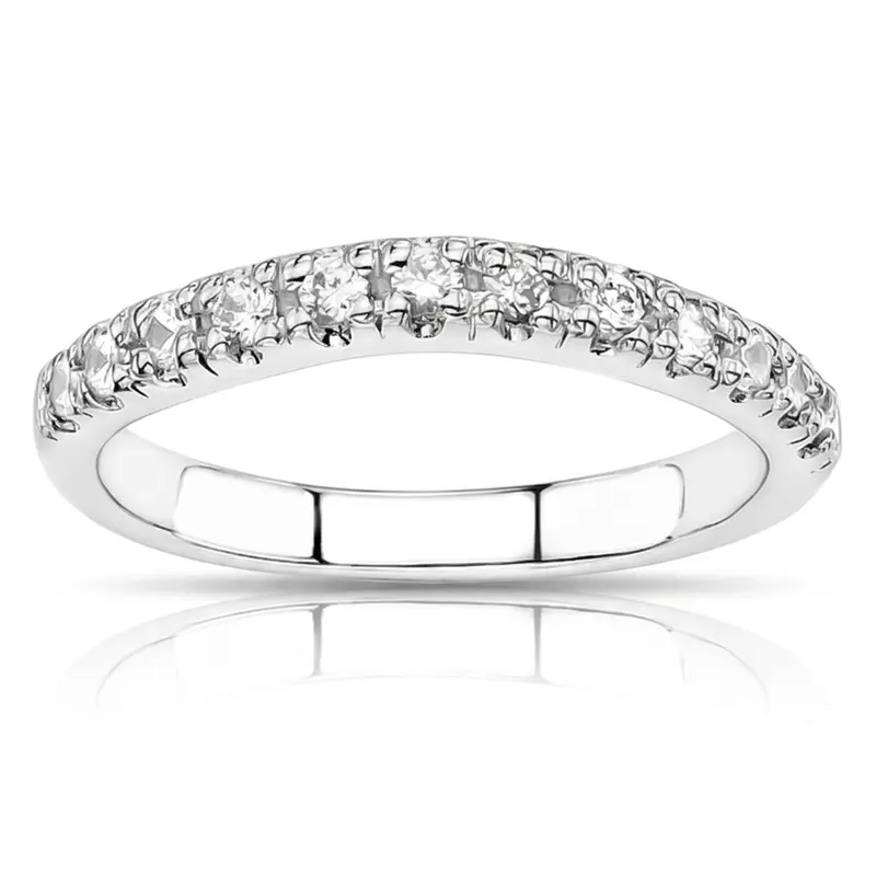 14K white gold Curved diamond pave set matching band (0.30 ct. tw.) - main view