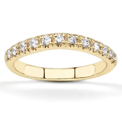 14K white gold Curved diamond pave set matching band (0.30 ct. tw.) - alternate view 2 thumbnail