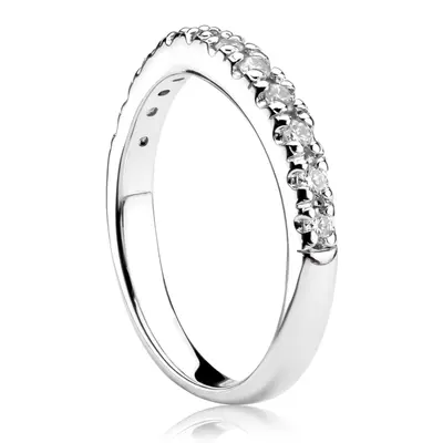 14K white gold Curved diamond pave set matching band (0.30 ct. tw.) - alternate view 4 thumbnail