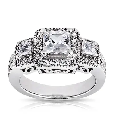 14K white gold 0.92ct Combination Stone Diamond Fancy Ring - alternate view 4 thumbnail