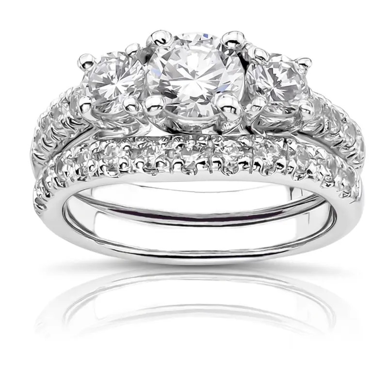 14K white gold Curved diamond pave set matching band (0.30 ct. tw.) - alternate view 6