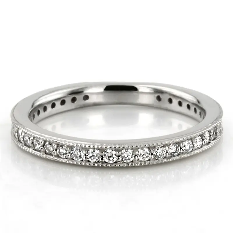 18K white gold Pave Set Anniversary Band With Migrain Edge (1/3 ct. tw.) - main view